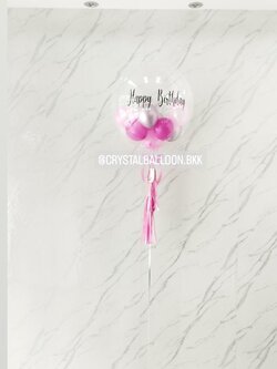 ลูกโป่ง วันเกิดเด็ก Bubble USA ขนาด 24" Theme ชมพู พร้อมตกแต่ง สามารถเปลี่ยนสีลูกโป่ง/เปลี่ยนข้อความได้