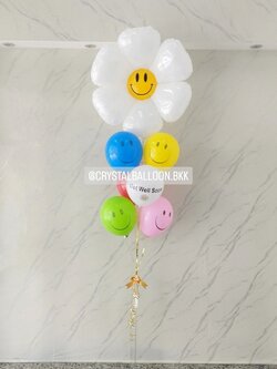 ลูกโป่ง เยี่ยมไข้ ช่อลูกโป่งฟอยล์ดอกเดซี่ ช่อ 7 ลูก 1 ช่อ พร้อมตกแต่ง สามารถเปลี่ยนสีลูกโป่ง/เปลี่ยนข้อความ/เปลี่ยนฟอยล์ตกแต่งได้