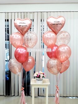 ลูกโป่ง ฟอยล์หัวใจ 18" แสดงความคิดถึง 2 ช่อ พร้อม ลูกโป่งใส ใส่กลิตเตอร์,พู่ พร้อมตกเเต่ง สามารถเปลี่ยนสีลูกโป่ง/เปลี่ยนข้อความได้