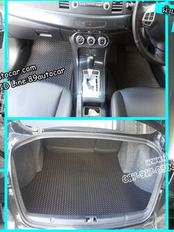 ขายยางปูพื้นรถเข้ารูป Mitsubishi Lancer EX ลายธนูสีดำขอบดำ