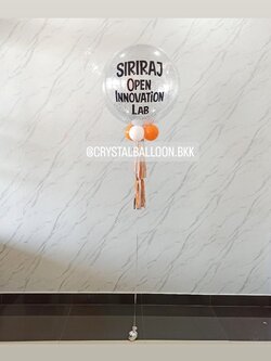 ลูกโป่ง เปิดงาน Bubble ขนาด 24" กลิตเตอร์เงิน พร้อมตกแต่ง สามารถเปลี่ยนสีลูกโป่ง/เปลี่ยนข้อความ/เปลี่ยนขนาดได้