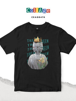 เสื้อยืดพิมพ์ลาย Collage THE QUEEN I รหัส CEA00476 สีดำ #เสื้อยืด #Collage