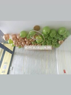 ลูกโป่ง วันเกิด ลูกโป่งลอยฝ้า Theme สีทองโครเมี่ยม-Olive Green 90 ลูก พร้อมตกแต่ง สามารถเปลี่ยนสีลูกโป่งได้