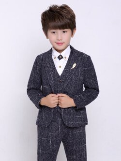 พร้อมเช่า ชุดสูทเด็กชาย สีเทาดำ สไตล์เกาหลี **พร้อมเช่าไซส์ 90 ,110 , 120**