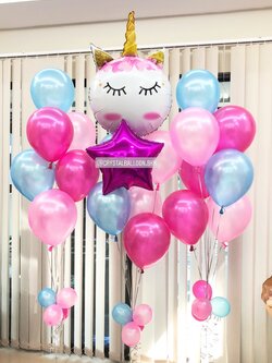ลูกโป่ง Welcome Baby Girl Theme Unicorn โทนสี สดใส สะดุดตา พร้อมตกแต่ง ช่อลูกโป่ง 7 ลูก 3 ช่อ,ฟอยล์ดาว ขนาด 24" 1 ชิ้น สามารถเปลี่ยนสีลูกโป่ง/เปลี่ยนข้อความ/เปลี่ยนฟอยล์ตกแต่งได้