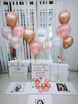 Surprise Box กล่องเซอร์ไพรส์แสดงความยินดี สีสวย เรียบหรู พร้อมตกแต่ง สามารถเปลี่ยนสีลูกโป่ง/ข้อความได้