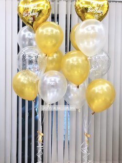 ลูกโป่ง วันเกิด ช่อลูกโป่งหัวใจ 18" 2 ช่อ สีสวย สะดุดตา พร้อมตกแต่ง สามารถเปลี่ยนสีลูกโป่ง/เปลี่ยนข้อความได้