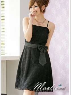 พร้อมส่ง ชุดเดรสสั้น สายเดี่ยว สีดำ ลูกไม้ทั้งชุด จับสม๊อกหลัง พร้อมโบว์ช่วงเอว (เหลือเฉพาะไซส์ 3XL)