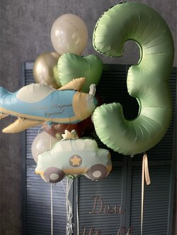 ลูกโป่ง วันเกิดเด็ก ช่อลูกโป่งฟอยล์หัวใจ ขนาด 18" ช่อ 10 ลูก 1 ช่อ พร้อม ฟอยล์เครื่องบิน 1 ชิิ้น,ฟอยล์รถตำรวจ 1 ชิ้น,ฟอยล์ตัวเลข ขนาด 40" 1 ชิ้น พร้อมตกแต่ง สามารถเปลี่ยนสีลูกโป่ง/เปลี่ยนข้อความ/เปลี่ยนสี-ฟอยล์ตกแต่งได้