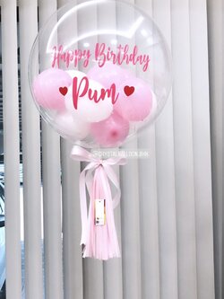 ลูกโป่ง วันเกิด Bubble USA ขนาด 24" สีชมพู พร้อมตกแต่ง สามารถเปลี่ยนสีลูกโป่ง/เปลี่ยนข้อความได้
