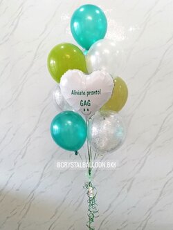 ลูกโป่ง ฟอยล์หัวใจ ช่อ 9 ลูก 1 ช่อ พร้อมตกแต่ง สามารถเปลี่ยนสีลูกโป่ง/เปลี่ยนข้อความ/เปลี่ยนสี-ฟอยล์ตกแต่งได้