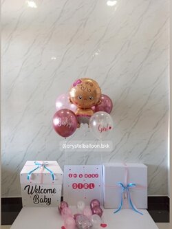 Gender Reveal Surprised Box กล่องทายเพศ พร้อมตกแต่ง ลูกโป่ง 4 ลูก ฟอยล์เด็กทารก 1 ชิ้น,สามารถใส่รูปได้ 2 รูป สามารถเปลี่ยนสีลูกโป่ง/เปลี่ยนสี-ฟอยล์ตกแต่ง/เปลี่ยนข้อความได้