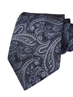 เนคไทสีดำลายใบไม้