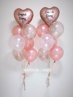 ลูกโป่ง แสดงความยินดี ช่อลูกโป่ง ฟอยล์หัวใจ ขนาด 18" 2 ช่อ พร้อม ลูกโป่งใส ใส่กลิตเตอร์ พร้อมตกเเต่ง สามารถเปลี่ยนสีลูกโป่ง/เปลี่ยนข้อความ/เปลี่ยนสี-ฟอยล์ตกแต่งได้