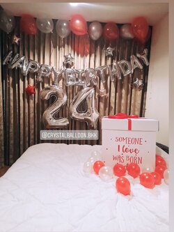 ลูกโป่ง วันเกิด พร้อม Surprise Box 1 กล่อง พร้อม ลูกโป่งลอยฝ้า 10 ลูก,ฟอยล์ตัวอักษร Happy Birthday,ฟอยล์ตัวเลข ขนาด 40" 2 ชิ้น พร้อมตกเเต่ง สามารถเปลี่ยนสีลูกโป่ง/เปลี่ยนสี-ฟอยล์ตัวเลข/เปลี่ยนสี-ฟอยล์ตัวอักษรได้