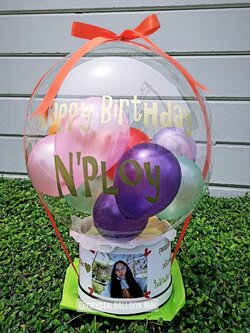 กล่องลูกโป่ง วันเกิด สายเปย์ Bubble 24" พร้อมตกแต่ง สามารถใส่เงินได้,สามารถใส่รูปได้ 1 ใบ สามารถเปลี่ยนสีลูกโป่ง/เปลี่ยนข้อความได้
