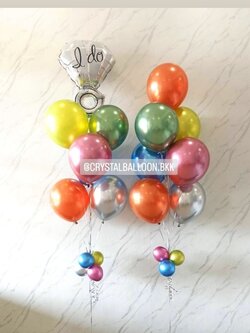 ลูกโป่ง งานแต่ง ช่อลูกโป่งฟอยล์แหวนเดี่ยว ช่อ 7 ลูก 1 ช่อ พร้อม ช่อลูกโป่งสีโครเมี่ยม ช่อ 7 ลูก 1 ช่อ พร้อมตกแต่ง สามารถเปลี่ยนสีลูกโป่ง/เปลี่ยนฟอยล์ตกแต่งได้