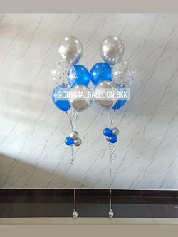 ลูกโป่ง แสดงความยินดี ช่อลูกโป่ง 5 ลูก 2 ช่อ พร้อมตกแต่งลูกโป่งใส ใส่ Confetti สามารถเปลี่ยนสีลูกโป่งได้