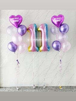 ลูกโป่ง วันเกิดเด็ก ช่อลูกโป่งฟอยล์หัวใจ ขนาด 18" ช่อ 7 ลูก 2 ช่อ พร้อม ฟอยล์ตัวเลข ขนาด 40" สีรุ้ง 2 ชิ้น พร้อมตกแต่ง สามารถเปลี่ยนสีลูกโป่ง/เปลี่ยนข้อความ/เปลี่ยนสี-ฟอยล์ตัวเลข/เปลี่ยนฟอยล์ตกแต่งได้