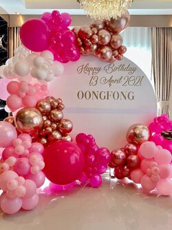 Organic Backdrop วันเกิด ฉากกลม ขนาด 2x2 เมตร พร้อมตกแต่ง ราคาโทรสอบถาม สามารถเปลี่ยนสีลูกโป่ง/เปลี่ยนข้อความได้