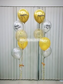 ลูกโป่ง วันเกิด ช่อลูกโป่ง ช่อ 5 ลูก 2 ช่อ พร้อมตกแต่ง สามารถเปลี่ยนสีลูกโป่ง/เปลี่ยนข้อความได้