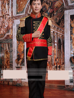 Pre-order ชุดสูทชาย สไตล์ยุโรป Court Marshal แนวทหารยุโรป สีดำ