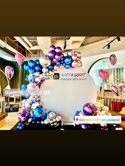 Organic Backdrop เปิดงาน ฉากกลม ขนาด 2x2 เมตร พร้อม ฟอยล์หัวใจ ขนาด 18" ตั้งเดี่ยว 7 ชิ้น พร้อมตกแต่ง สามารถเปลี่ยนสีลูกโป่ง/เปลี่ยนข้อความ/เปลี่ยนสี-ฟอยล์ตกแต่งได้