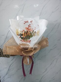 Flower Balloon ดอกกุหลาบประดิษฐ์ 2 ดอก Bubble ขนาด 18" พร้อมตกแต่ง , สามารถใส่เงินได้ 30 ใบ สามารถเปลี่ยนข้อความ/เปลี่ยนสีได้