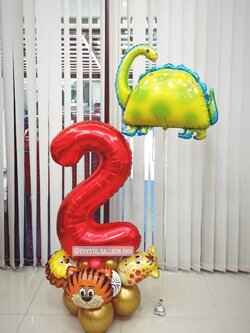 ลูกโป่ง วันเกิดเด็ก ฟอยล์ตัวเลข ขนาด 40" ตั้งฐาน 1 ชิ้น พร้อม ฟอยล์ไดโนเสาร์ 1 ชิ้น พร้อมตกเเต่ง สามารถเปลี่ยนสีลูกโป่ง/เปลี่ยนสี-ฟอยล์ตัวเลข/เปลี่ยนฟอยล์ตกแต่งได้