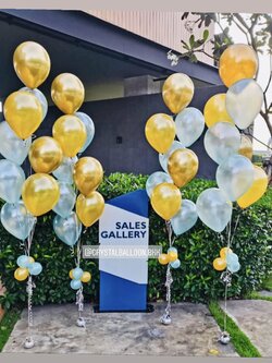 ช่อลูกโป่ง เปิดงาน ช่อลูกโป่ง 8 ลูก 4 ช่อ Theme ทอง พร้อมตกแต่ง สามารถเปลี่ยนสีลูกโป่งได้