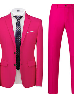 Pre-order เสื้อสูทชาย สีชมพูHotpink ทรงสลิม สไตล์เกาหลี