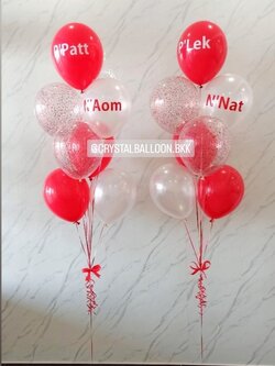 ลูกโป่ง แสดงความยินดี ช่อลูกโป่ง ช่อ 7 ลูก 2 ช่อ Theme สีแดง พร้อมตกแต่ง สามารถเปลี่ยนสีลูกโป่ง/เปลี่ยนข้อความได้