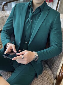 Pre-order เสื้อสูทชาย สีเขียว รุ่นสลิม