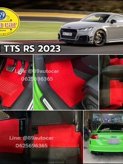 พรมดักฝุ่นรถยนต์ Audi TTS RS 2023 ไวนิลสีแดงขอบแดง