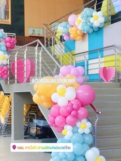 Organic Backdrop Theme Colorful ขนาด 7 เมตร (ราคาเฉพาะลูกโป่ง) **ไม่รวมโครง และ ป้ายต่าง ๆ** พร้อมตกแต่ง สามารถเปลี่ยนสีลูกโป่งได้