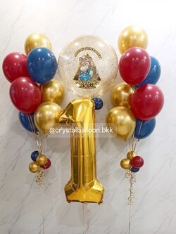 ลูกโป่ง วันครบรอบ Bubble ขนาด 24" กลิตเตอร์สีทอง พร้อม ช่อลูกโป่ง ช่อ 7 ลูก 2 ช่อ , ฟอยล์ตัวเลข ขนาด 40" สีทอง 1 ชิ้น พร้อมตกเเต่ง สามารถเปลี่ยนสีลูกโป่ง/เปลี่ยนข้อความ/เปลี่ยนขนาดได้