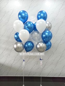 ลูกโป่ง เปิดร้าน ช่อลูกโป่งโครเมี่ยม 10 ลูก 2 ช่อ Theme น้ำเงิน พร้อมตกแต่ง ลูกโป่งใส ใส่กลิตเตอร์ สามารถเปลี่ยนสีลูกโป่งได้
