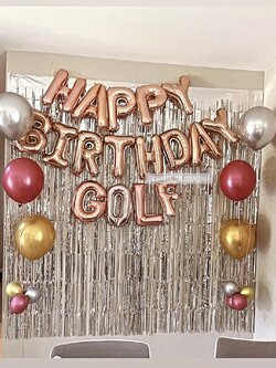 ลูกโป่ง วันเกิด ช่อลูกโป่งโครเมี่ยม ช่อ 3 ลูก 2 ช่อ พร้อม ฟอยล์ตัวอักษร Happy Birthday,ฟอยล์ตัวอักษร 4 ตัว,ม่านฟอยล์ 2 ชิ้น พร้อมตกเเต่ง สามารถเปลี่ยนสีลูกโป่ง/เปลี่ยนสี-ฟอยล์ตัวอักษร/เปลี่ยนสี-ม่านฟอยล์ได้