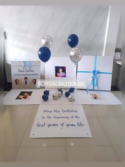 Happy Birthday Surprise Jumbo Box 36" กล่องเซอร์ไพรส์วันเกิด พร้อมตกแต่ง ลูกโป่งโครเมี่ยม 4 ลูก สามารถใส่ รูปได้ 2 รูป สามารถเปลี่ยนสีลูกโป่ง/เปลี่ยนข้อความได้