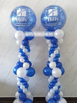 เสาลูกโป่ง เปิดร้าน Bubble ขนาด 24" กลิตเตอร์สีน้ำเงิน 2 เสา พร้อมตกแต่ง สามารถเปลี่ยนสีลูกโป่ง/เปลี่ยนข้อความ/เปลี่ยนขนาดได้