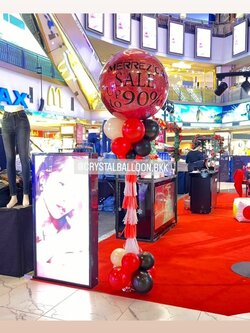 เสาลูกโป่ง เปิดงาน Bubble ขนาด 36" กลิตเตอร์สีแดง 2 เสา พร้อมตกแต่ง สามารถเปลี่ยนสีลูกโป่ง/เปลี่ยนข้อความได้