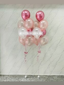 ลูกโป่ง แสดงความยินดี ช่อลูกโป่ง ช่อ 7 ลูก 2 ช่อ ธีมสีชมพู พร้อมตกแต่ง สามารถเปลี่ยนสีลูกโป่งได้