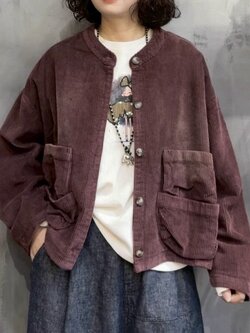 แจ็คเก็ตผ้าลูกฟูกแต่งกระเป๋าทรงโอเวอร์ไซส์