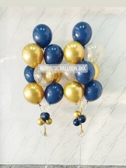 ลูกโป่ง Farewell ช่อลูกโป่งอำลา ช่อ 9 ลูก 2 ช่อ Theme Dark Blue-ทอง พร้อมตกแต่ง สามารถเปลี่ยนสีลูกโป่งได้