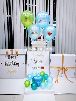 Happy Birthday Surprise Box พร้อมตกแต่ง ลูกโป่ง 4 ลูก,สามารถใส่รูปได้ 2 ใบ สามารถเปลี่ยนสีลูกโป่ง/เปลี่ยนนข้อความได้