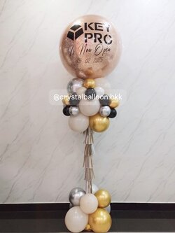 เสาลูกโป่ง เปิดงาน Bubble ขนาด 36" กลิตเตอร์สีแชมเปญ 1 เสา พร้อมตกแต่ง สามารถเปลี่ยนสีลูกโป่ง/เปลี่ยนข้อความได้