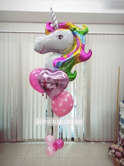 ลูกโป่ง เยี่ยมไข้เด็กหญิง Theme Unicorn ขนาดจัมโบ้ พร้อม ฟอยล์หัวใจ ขนาด 18" 1 ชิ้น พร้อมตกเเต่ง สามารถเปลี่ยนสีลูกโป่ง/เปลี่ยนฟอยล์ตกแต่ง/เปลี่ยนข้อความได้