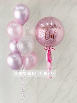 ลูกโป่งวันเกิด Bubble 24" 1 ลูก ,ลูกโป่งช่อ 7 ลูก 1 ช่อ พร้อมตกแต่ง สามารถเปลี่ยนสีลูกโป่ง/เปลี่ยนข้อความ/เปลี่ยนสี-ฟอยล์ตกแต่งได้