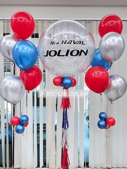 ลูกโป่ง Grand Opening Bubble ขนาด 36" Theme สีน้ำเงิน-สีแดง พร้อมตกแต่ง ช่อลูกโป่ง 5 ลูก 2 ช่อ สามารถเปลี่ยนสีลูกโป่ง/เปลี่ยนข้อความ/เปลี่ยนขนาดได้