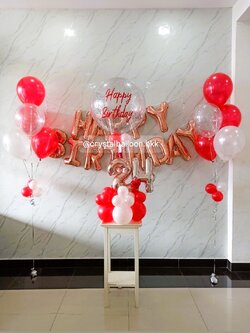 ลูกโป่ง วันเกิด Bubble ขนาด 24" กลิตเตอร์สีเงิน 1 ลูก พร้อม ลูกโป่ง ช่อ 5 ลูก 2 ช่อ,ฟอยล์ตัวเลข 16" ตั้งฐาน 1 ชิ้น ,ลูกโป่งฟอยล์แฮปปี้เบิรด์เดย์ 1 ชุด ,พร้อมตกแต่ง สามารถเปลี่ยนสีลูกโป่ง/เปลี่ยนข้อความได้